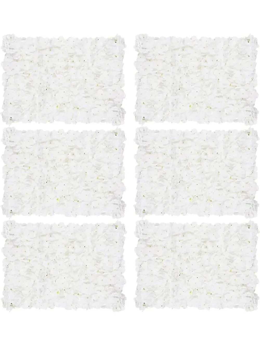 Set of 6 White Artificial Flower Wall Panels - 24x16 Inch Floral Decor